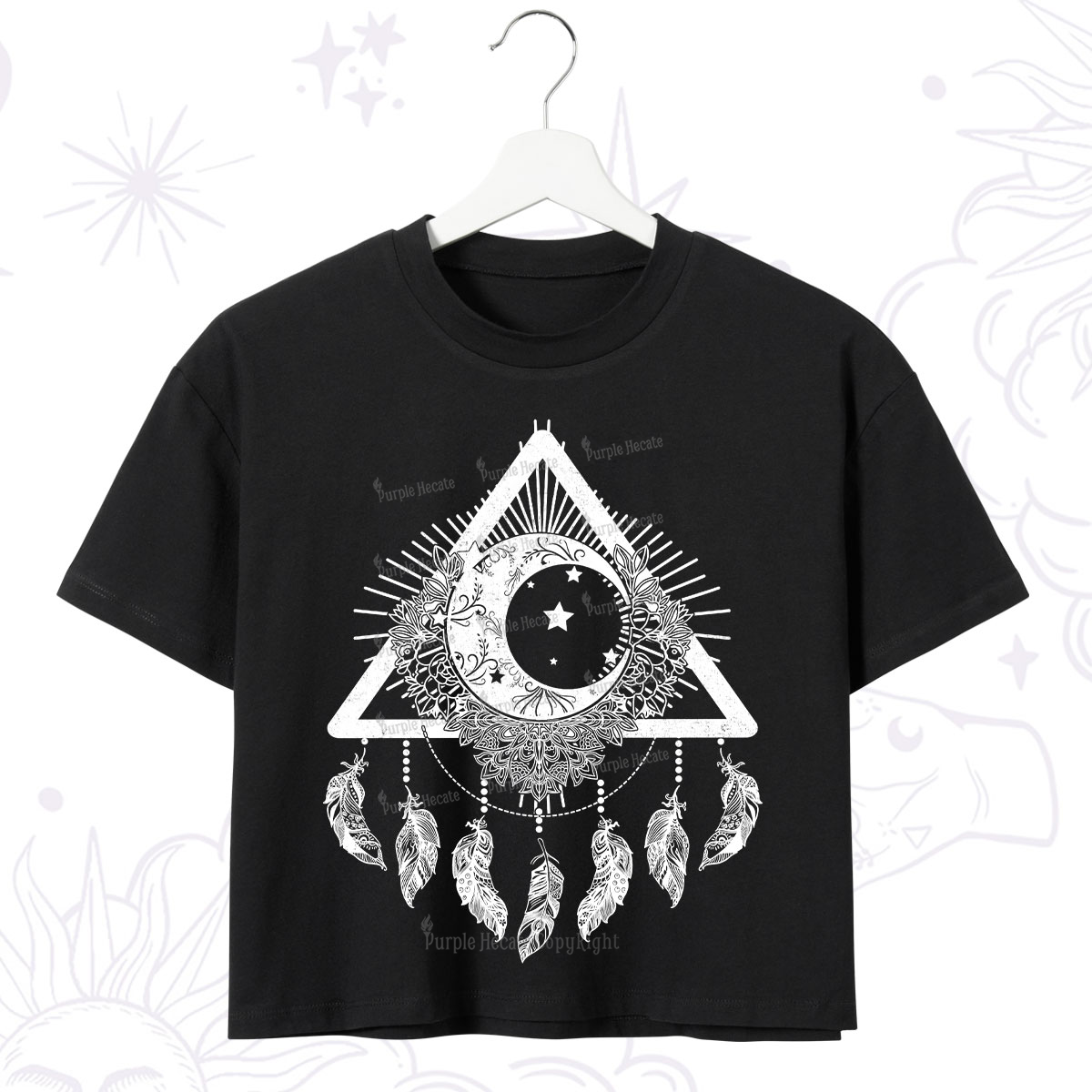 Purplehecate Starry Moon Dreamcatcher Crop T-Shirt