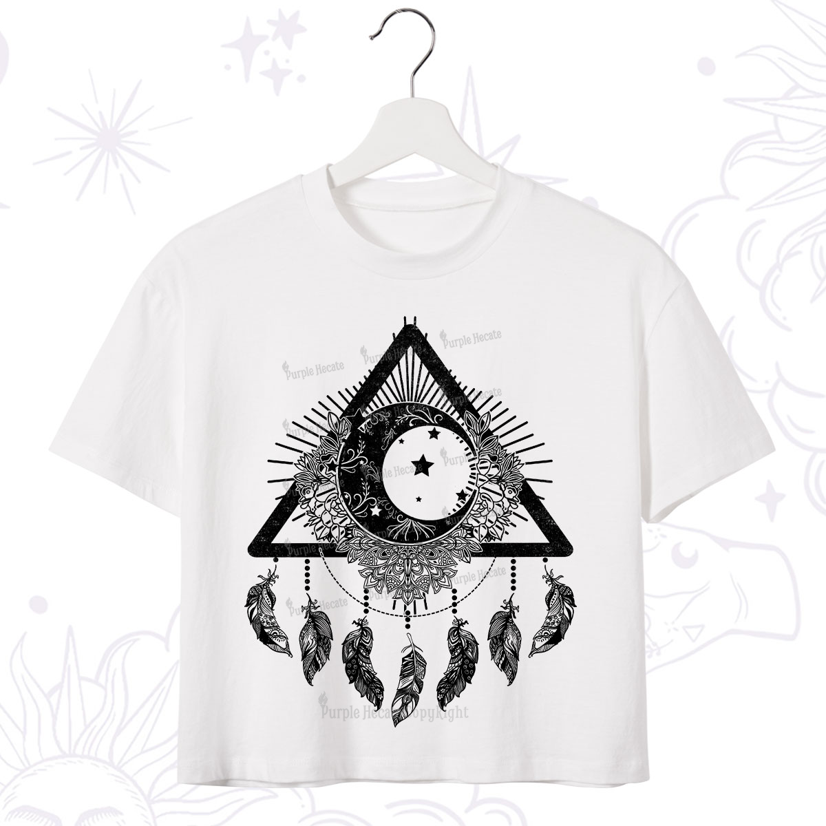 Purplehecate Starry Moon Dreamcatcher Crop T-Shirt