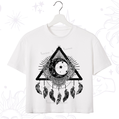 Purplehecate Starry Moon Dreamcatcher Crop T-Shirt
