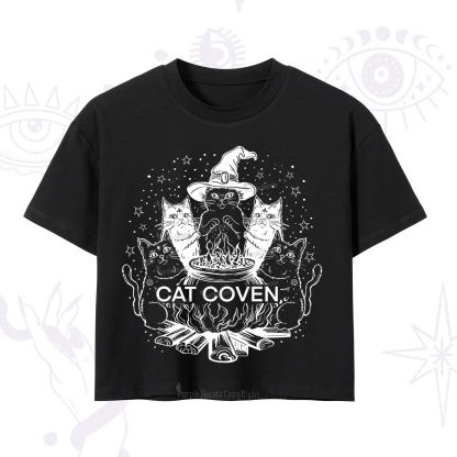 Purplehecate Witchy Cat Coven Crop T-Shirt