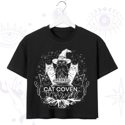 Purplehecate Witchy Cat Coven Crop T-Shirt