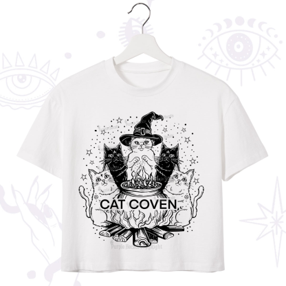 Purplehecate Witchy Cat Coven Crop T-Shirt