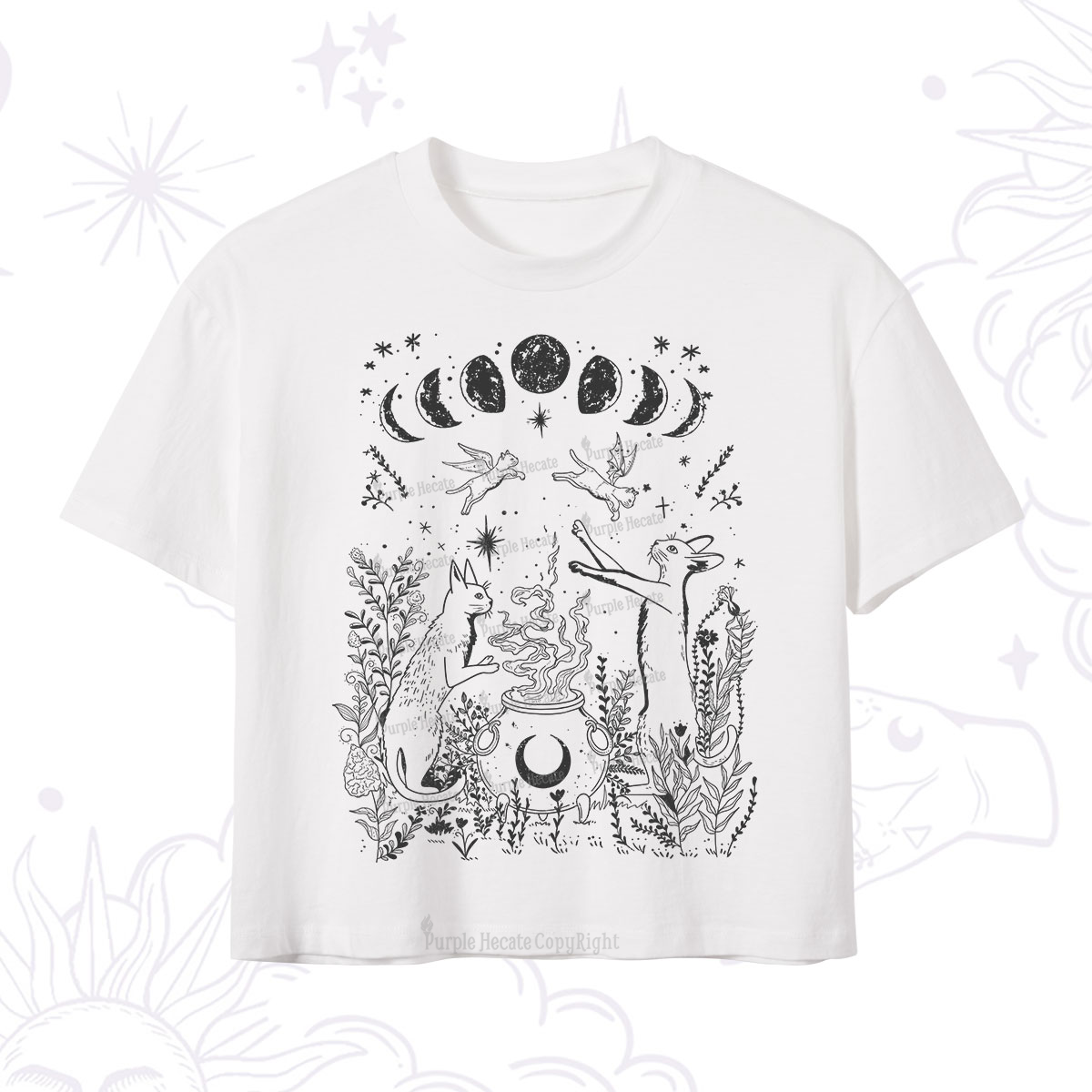 Purplehecate Celestial Cat Crop T-Shirt
