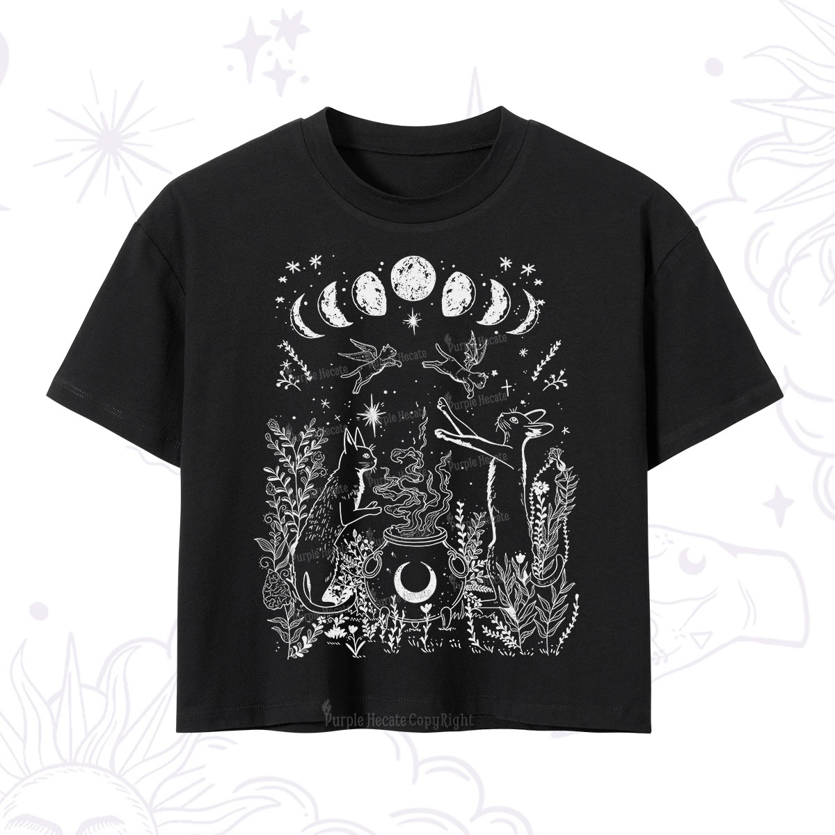 Purplehecate Celestial Cat Crop T-Shirt