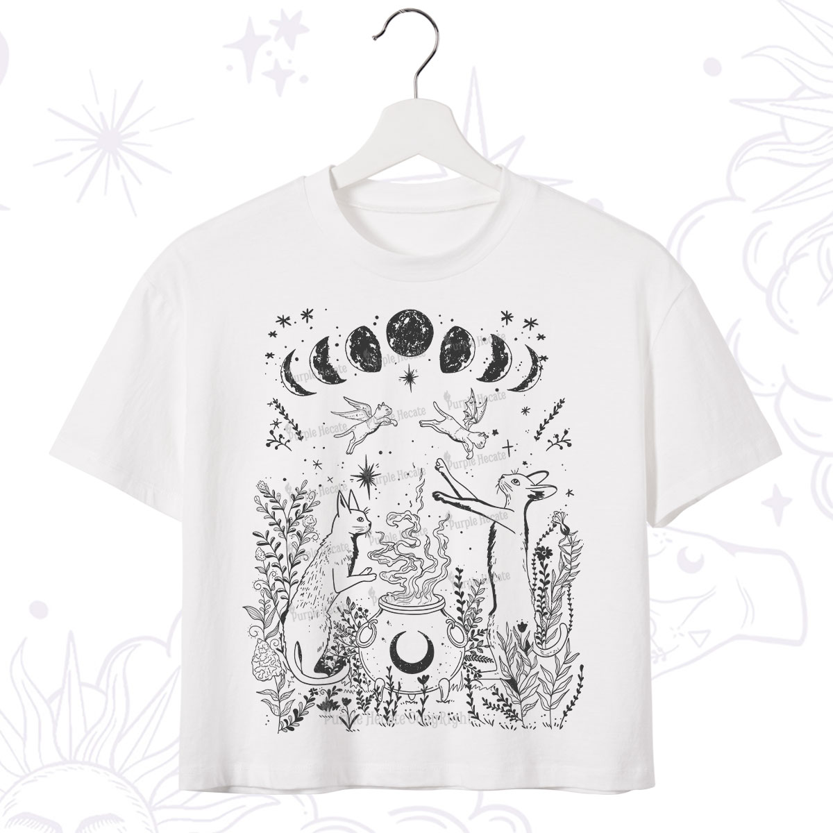 Purplehecate Celestial Cat Crop T-Shirt