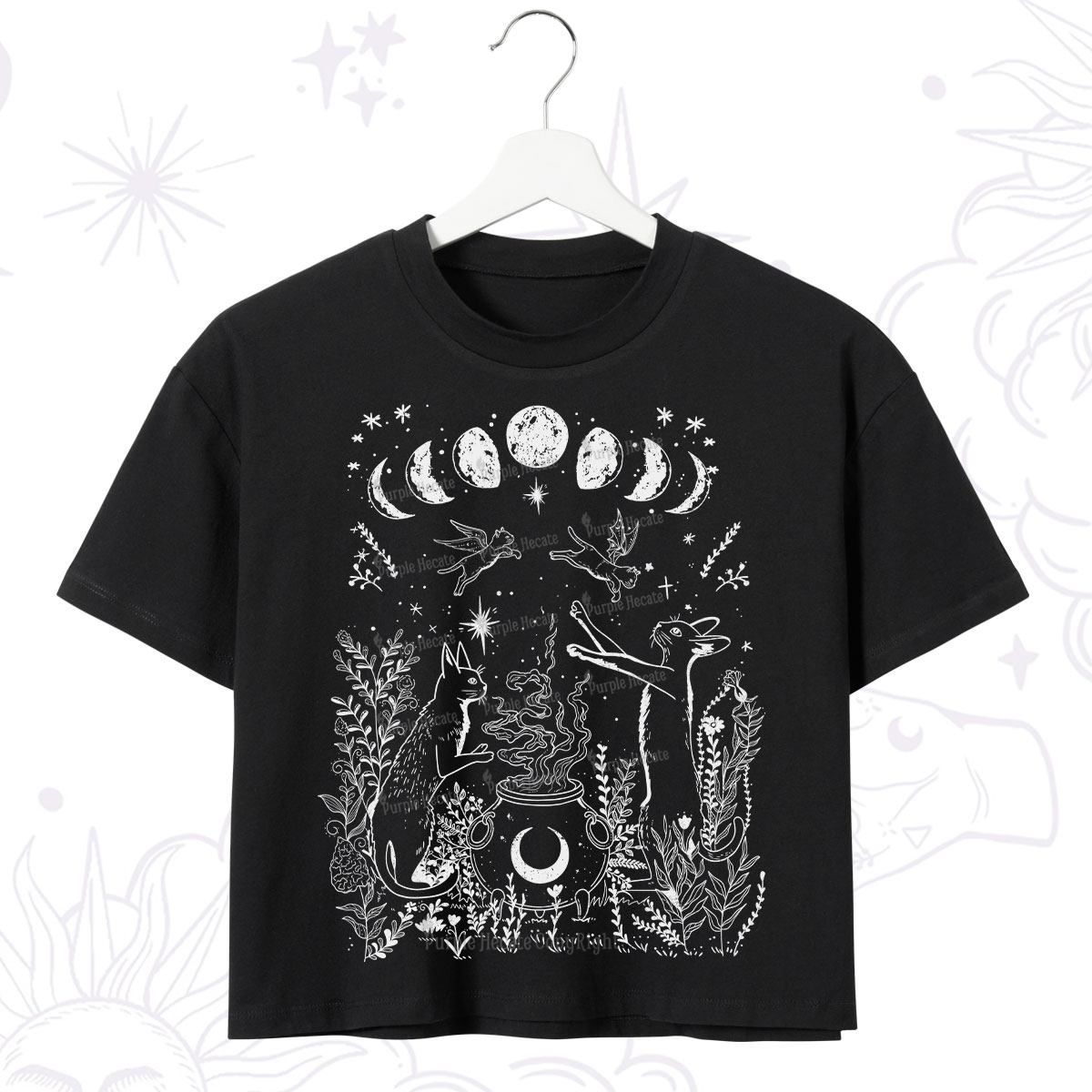 Purplehecate Celestial Cat Crop T-Shirt