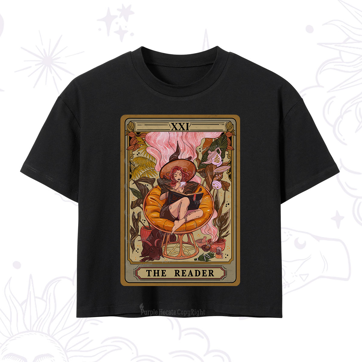 Purplehecate The Reader Tarot Card Crop T-Shirt