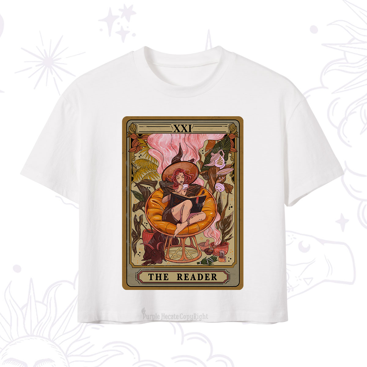 Purplehecate The Reader Tarot Card Crop T-Shirt