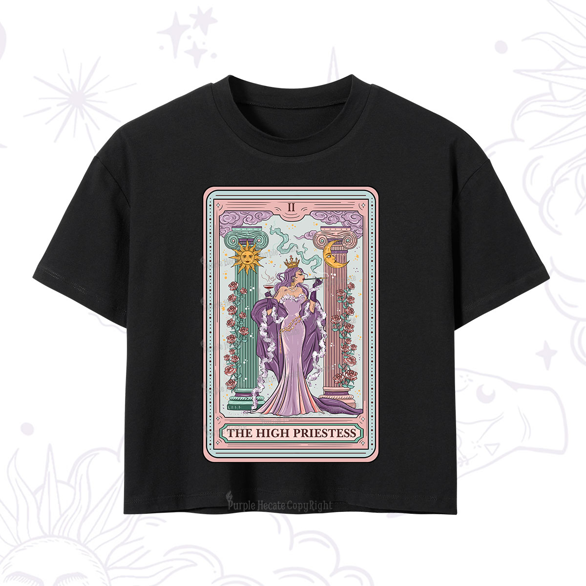 Purplehecate The High Priestess Tarot Card Crop T-Shirt
