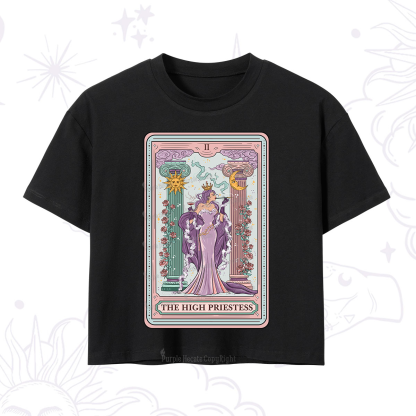 Purplehecate The High Priestess Tarot Card Crop T-Shirt