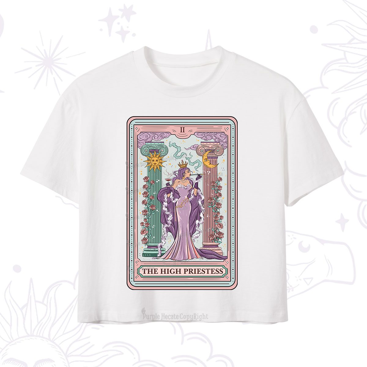 Purplehecate The High Priestess Tarot Card Crop T-Shirt