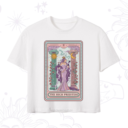 Purplehecate The High Priestess Tarot Card Crop T-Shirt