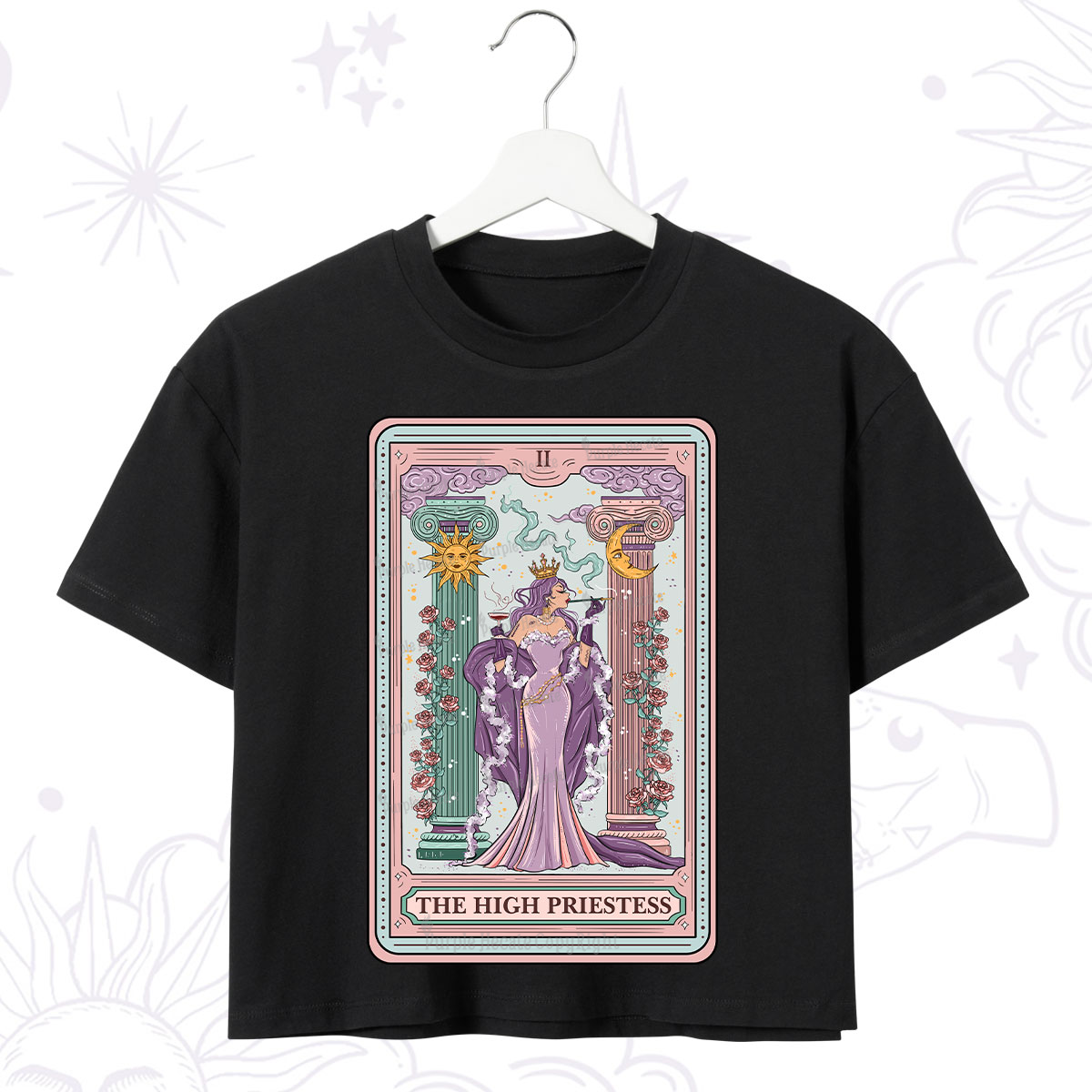 Purplehecate The High Priestess Tarot Card Crop T-Shirt