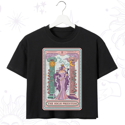 Purplehecate The High Priestess Tarot Card Crop T-Shirt
