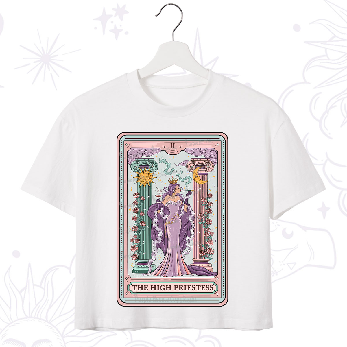 Purplehecate The High Priestess Tarot Card Crop T-Shirt