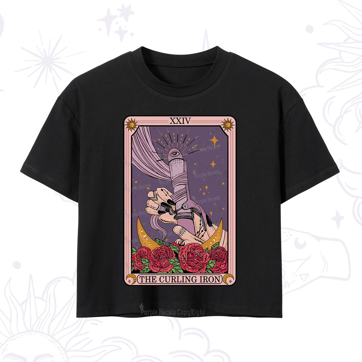 Purplehecate The Curling Iron Tarot Crop T-Shirt