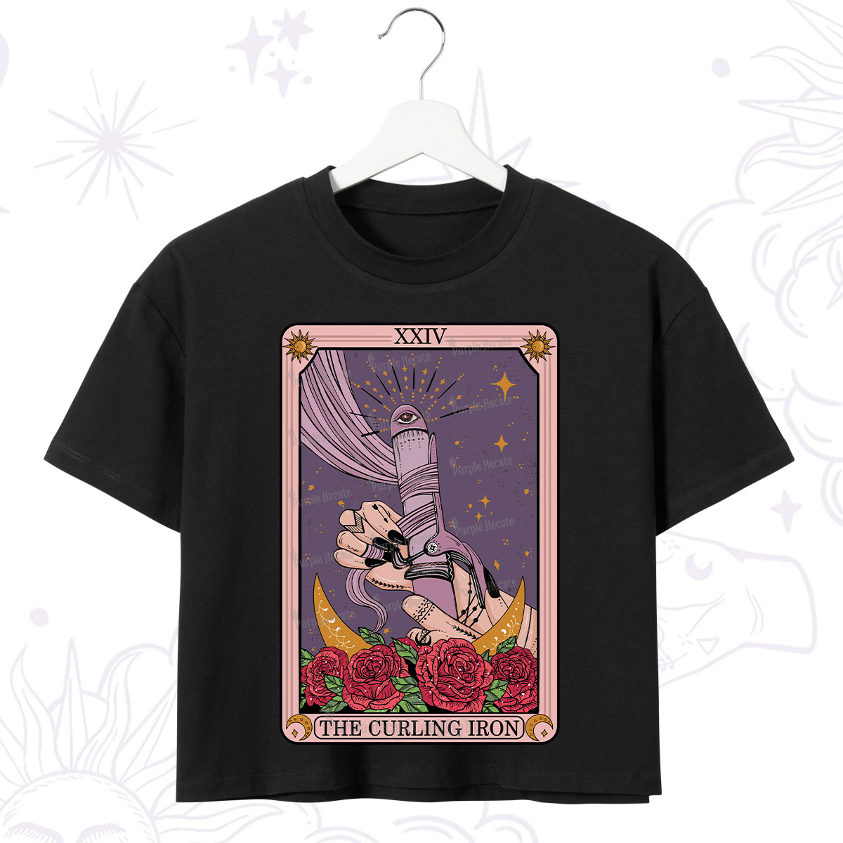 Purplehecate The Curling Iron Tarot Crop T-Shirt