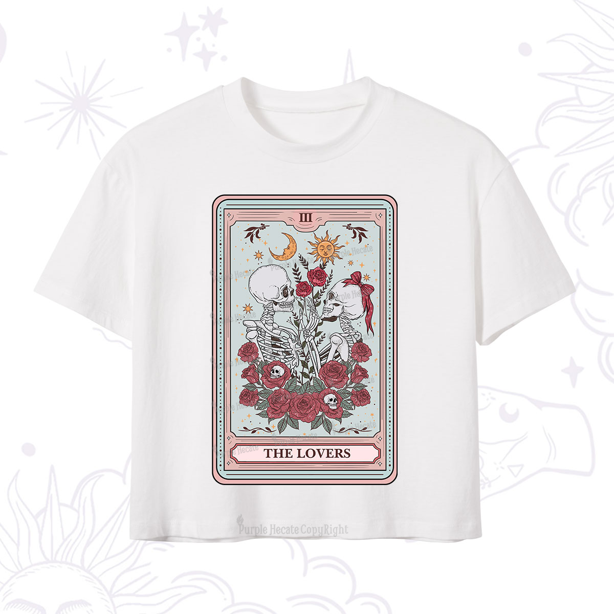 Purplehecate The Lovers Skeleton Tarot Crop T-Shirt