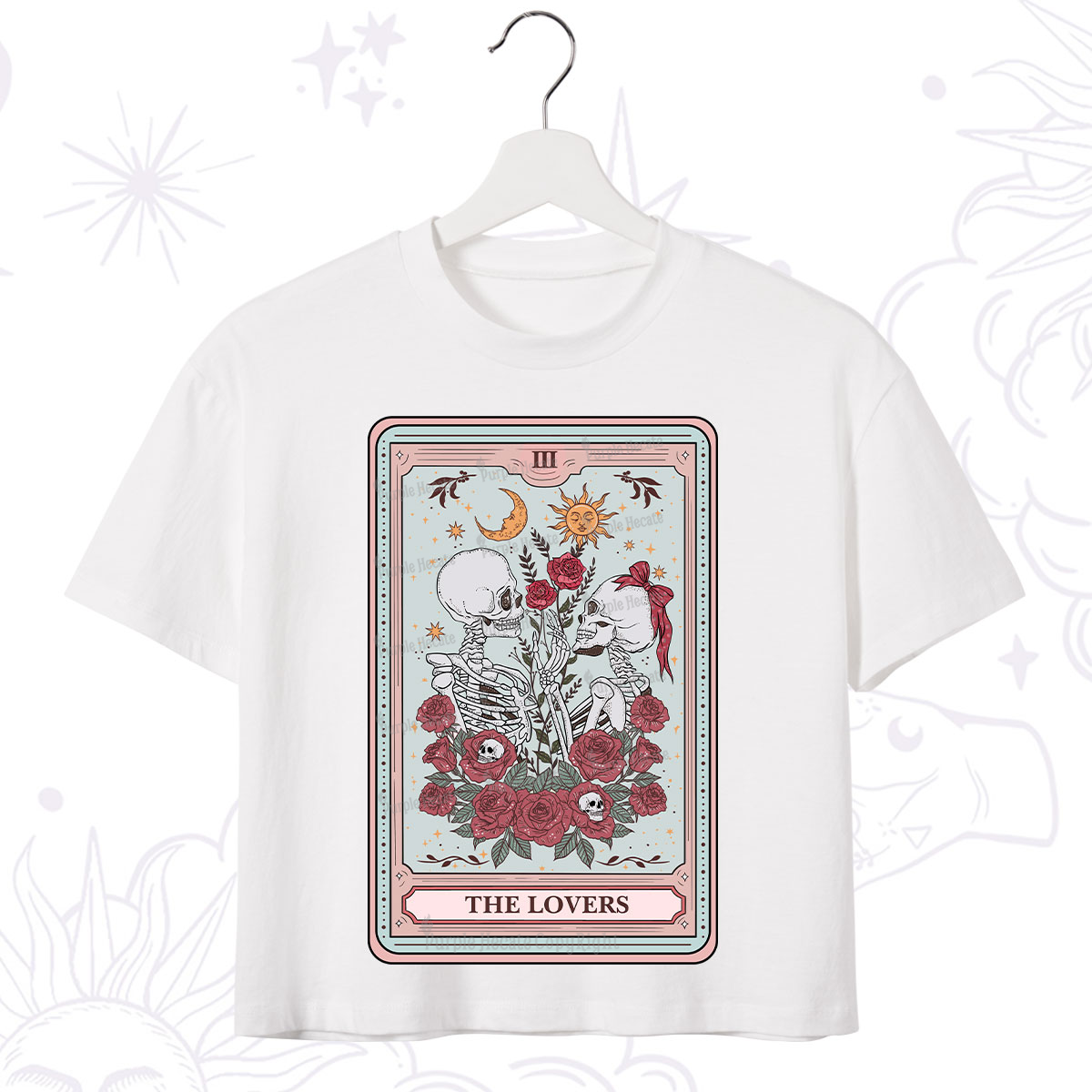 Purplehecate The Lovers Skeleton Tarot Crop T-Shirt