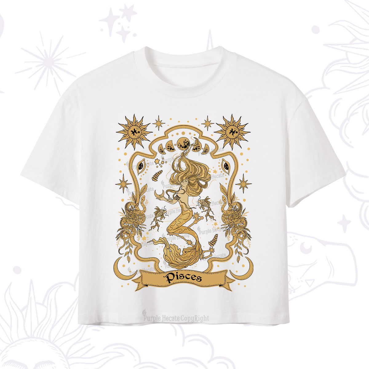 Purplehecate Pisces' Astral Mirage Zodiac Crop T-Shirt