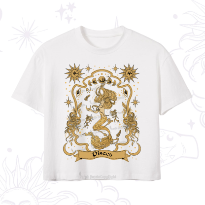 Purplehecate Pisces' Astral Mirage Zodiac Crop T-Shirt