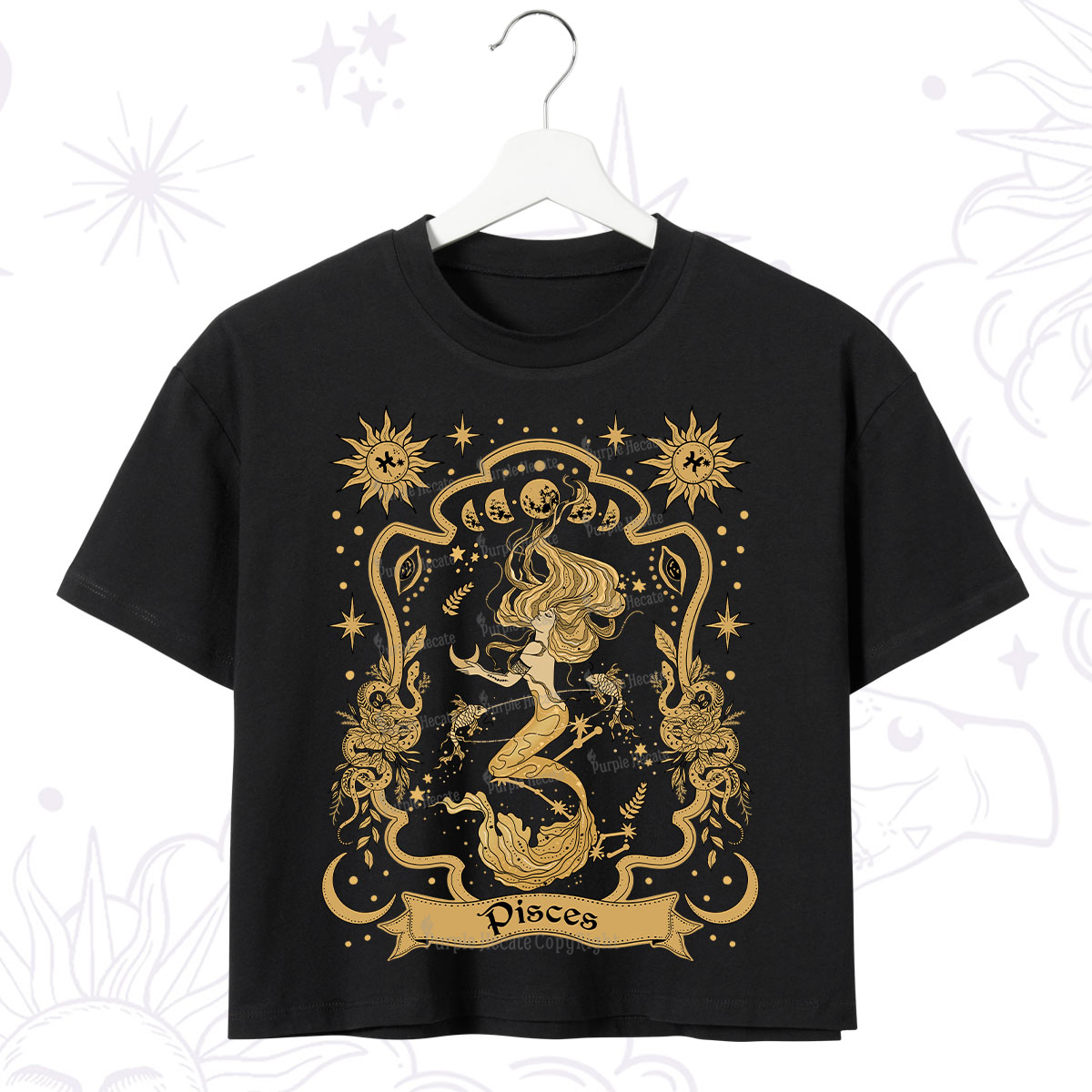 Purplehecate Pisces' Astral Mirage Zodiac Crop T-Shirt