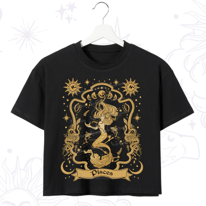 Purplehecate Pisces' Astral Mirage Zodiac Crop T-Shirt