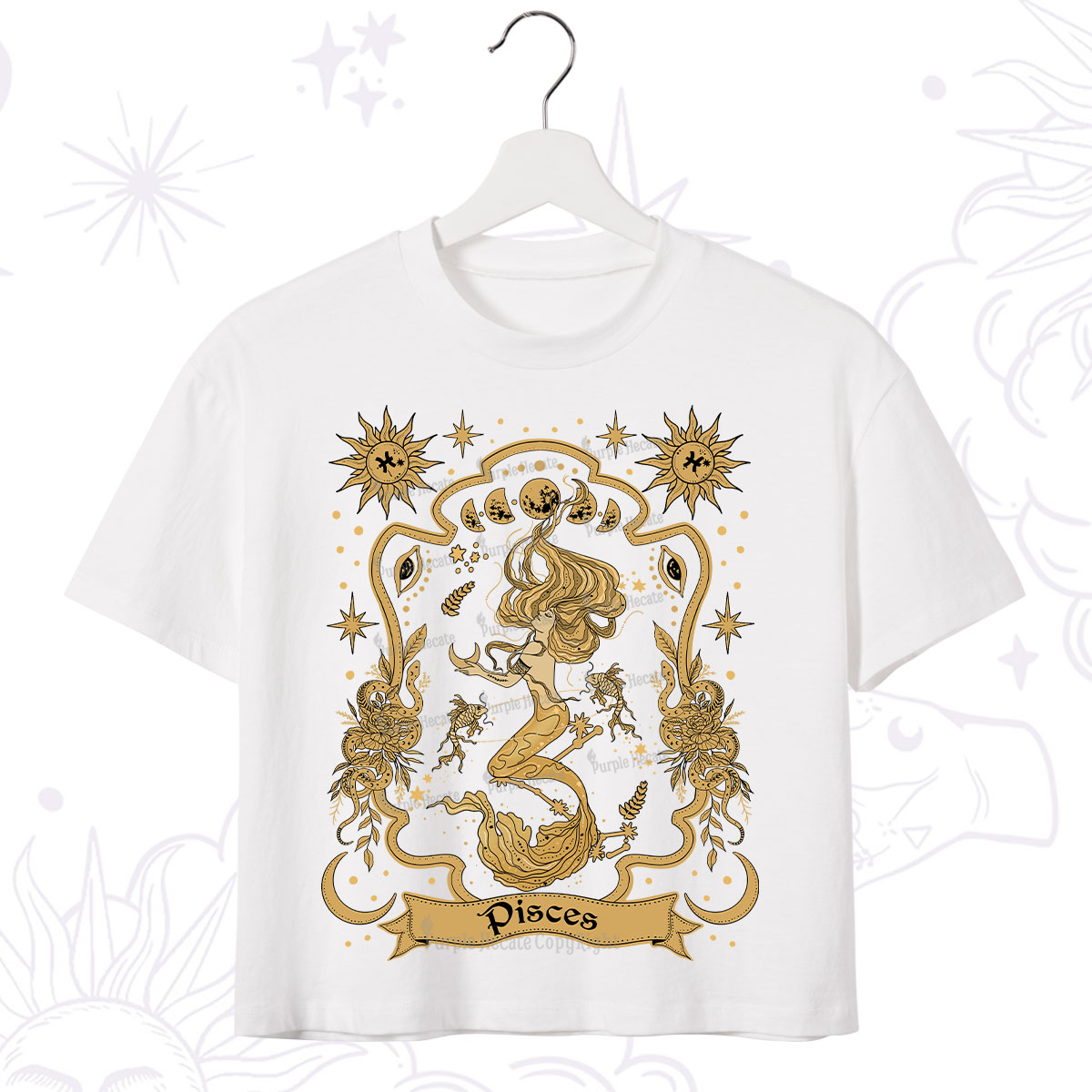 Purplehecate Pisces' Astral Mirage Zodiac Crop T-Shirt