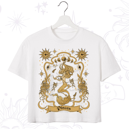 Purplehecate Pisces' Astral Mirage Zodiac Crop T-Shirt