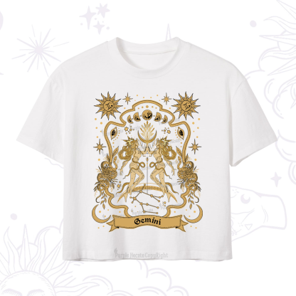 Purplehecate Gemini' Astral Mirage Zodiac Crop T-Shirt