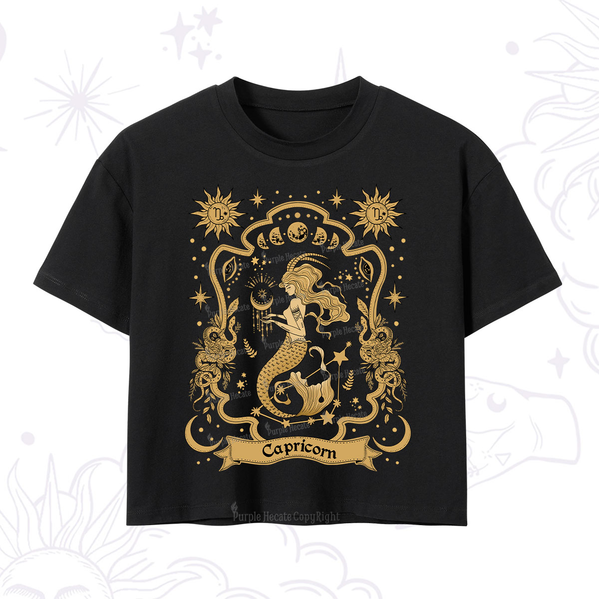 Purplehecate Capricorn' Astral Mirage Zodiac Crop T-Shirt