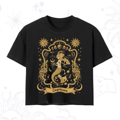 Purplehecate Capricorn' Astral Mirage Zodiac Crop T-Shirt