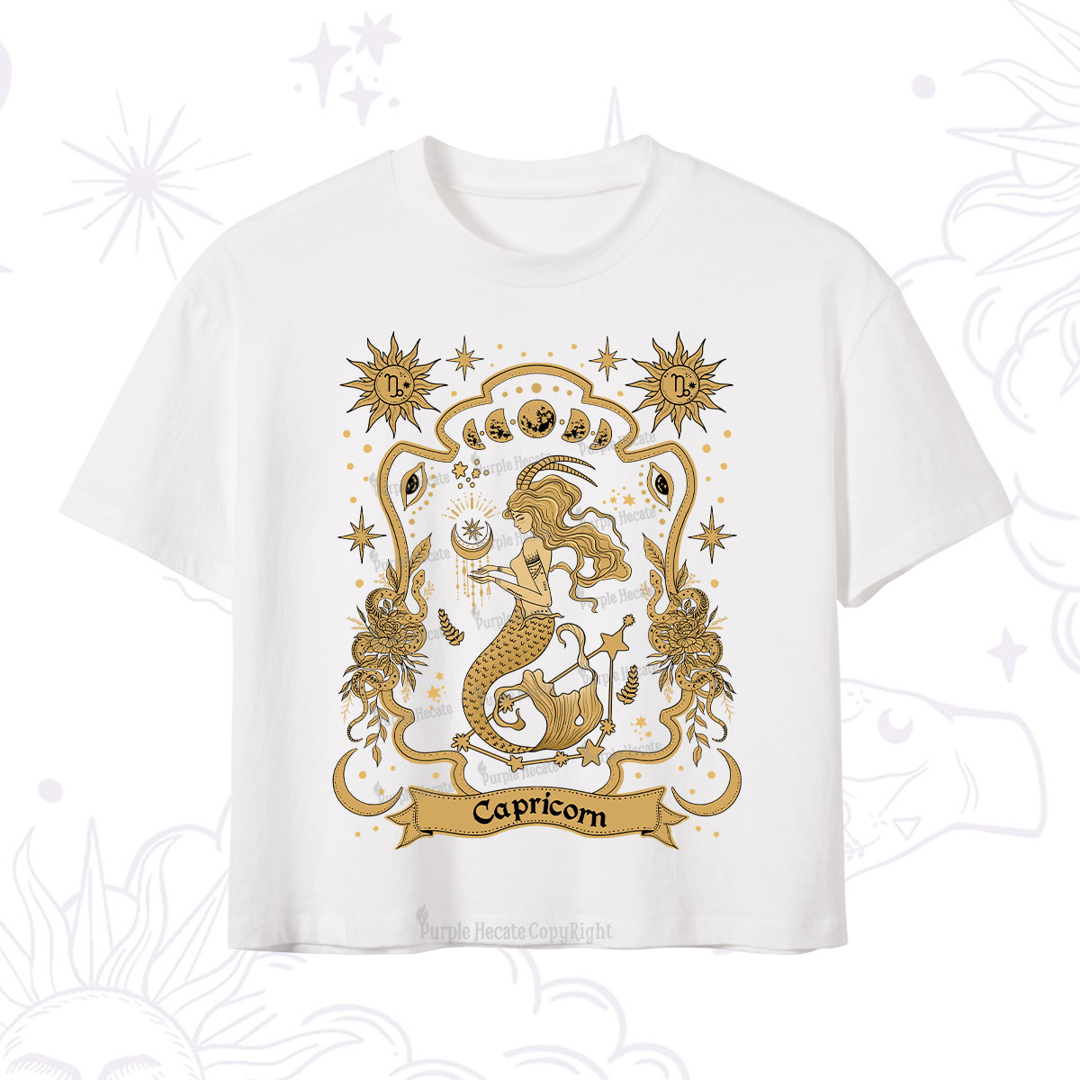 Purplehecate Capricorn' Astral Mirage Zodiac Crop T-Shirt