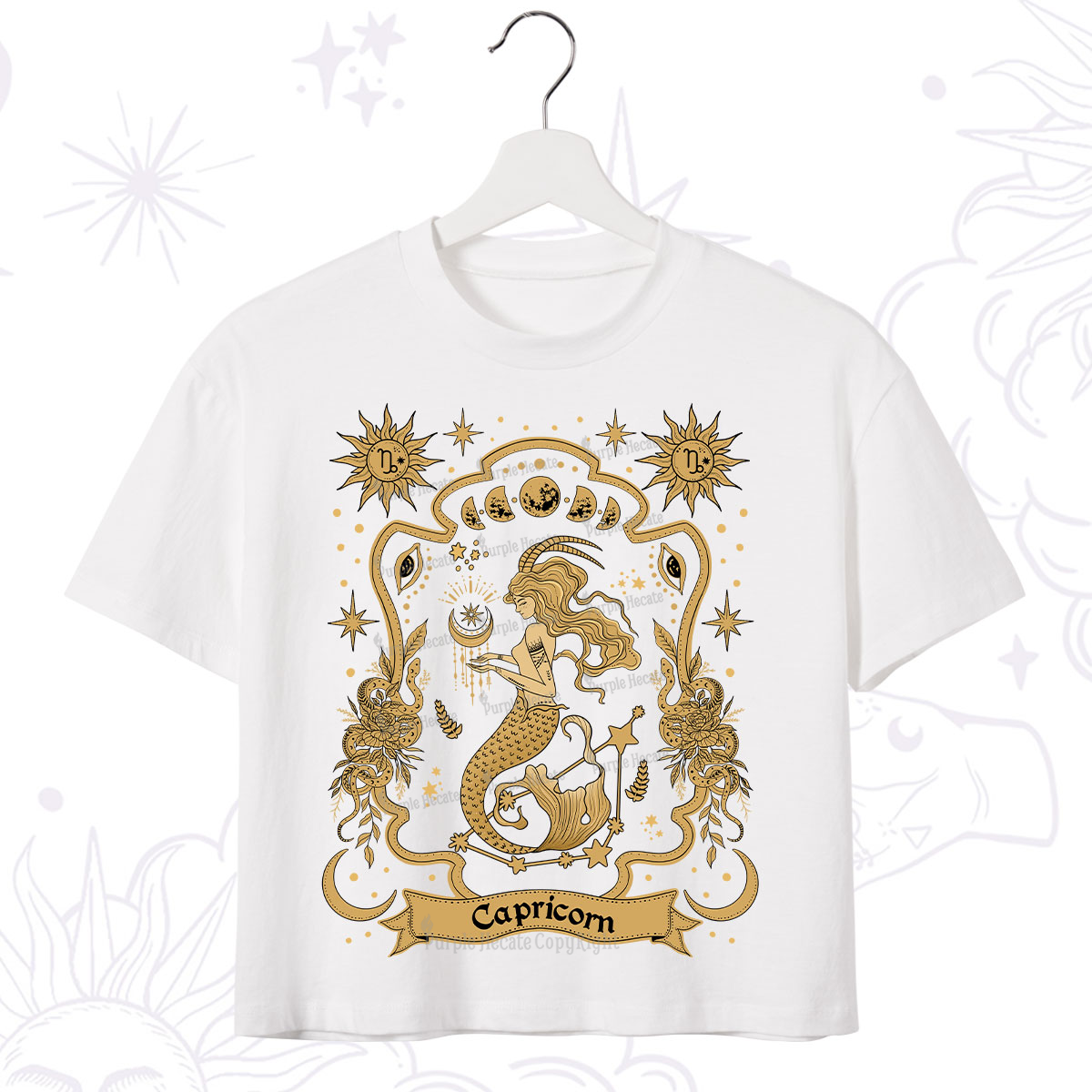 Purplehecate Capricorn' Astral Mirage Zodiac Crop T-Shirt