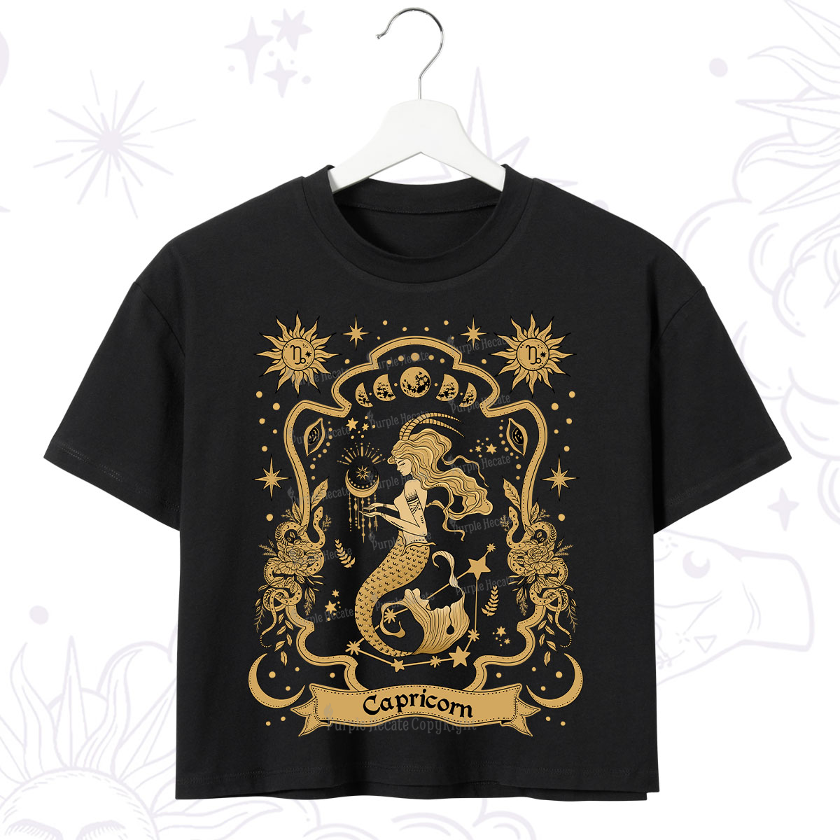 Purplehecate Capricorn' Astral Mirage Zodiac Crop T-Shirt