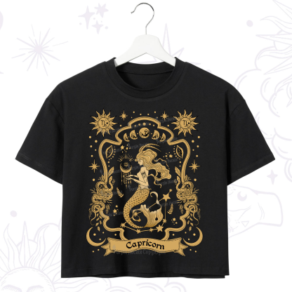 Purplehecate Capricorn' Astral Mirage Zodiac Crop T-Shirt