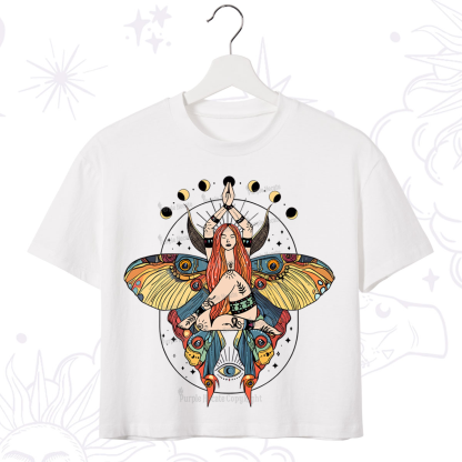 Purplehecate Luna Moth Crop T-Shirt