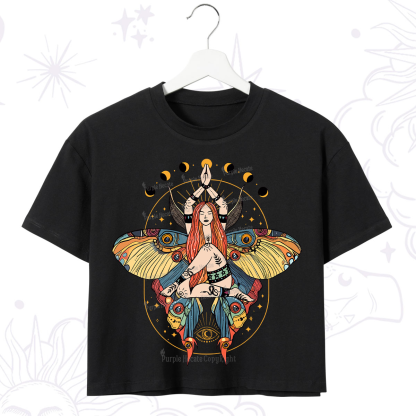 Purplehecate Luna Moth Crop T-Shirt
