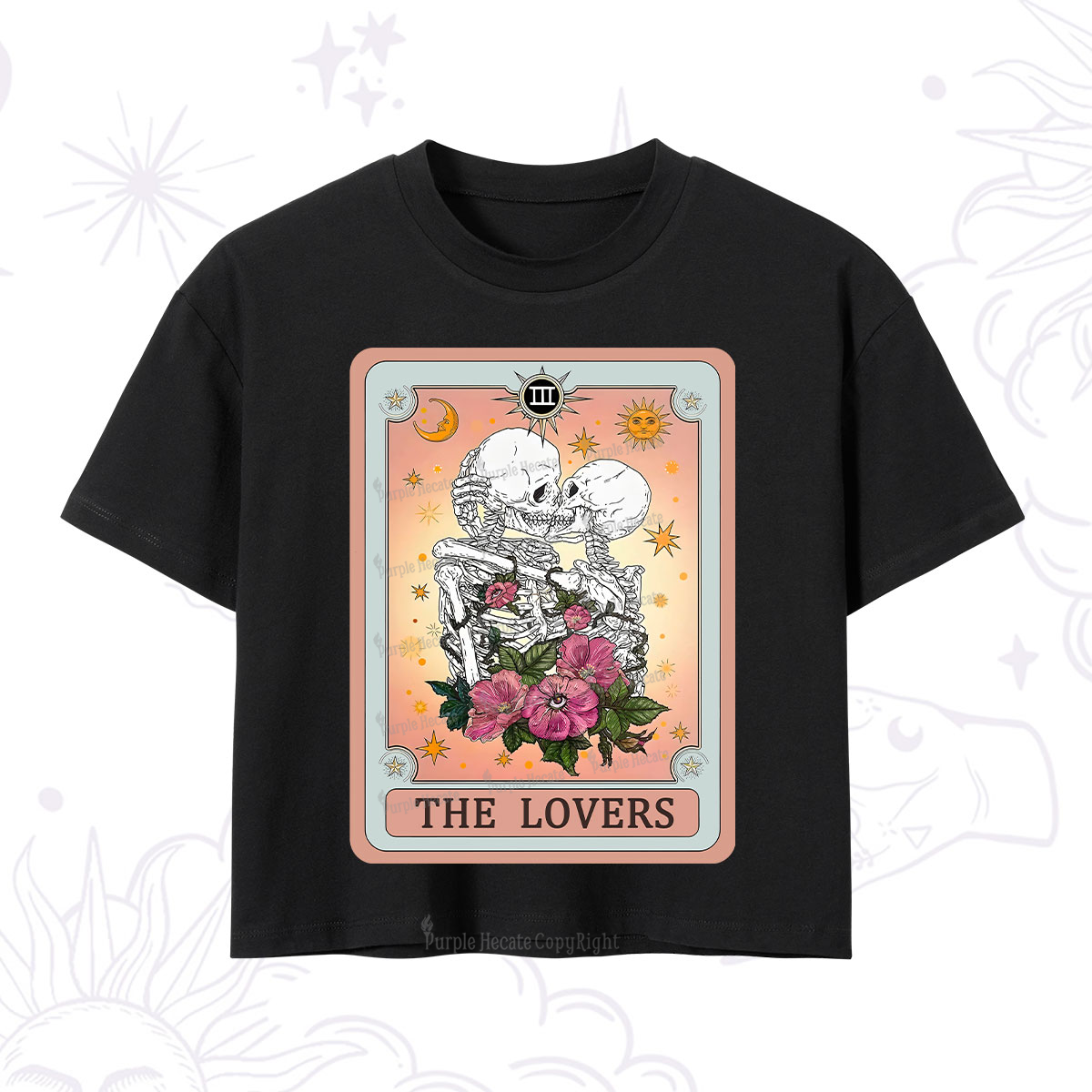 Purplehecate The Lovers Tarot Card Crop T-Shirt