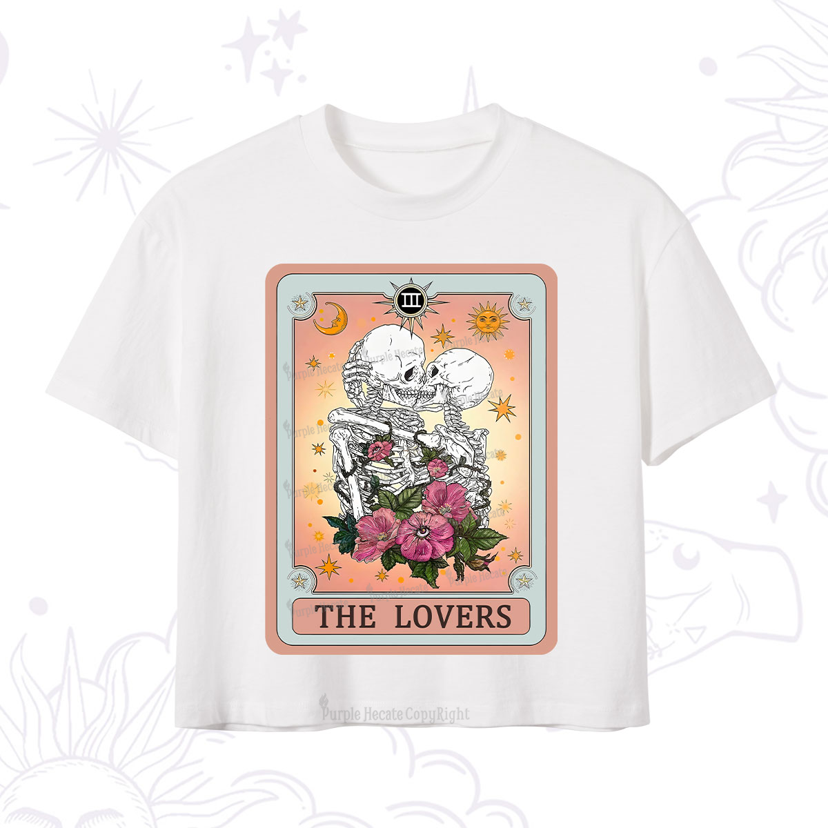Purplehecate The Lovers Tarot Card Crop T-Shirt
