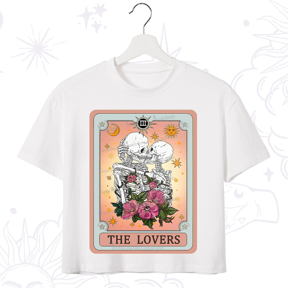 Purplehecate The Lovers Tarot Card Crop T-Shirt