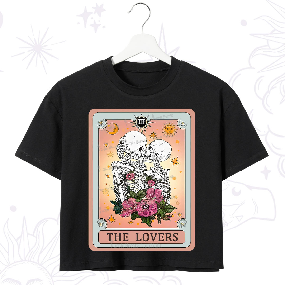 Purplehecate The Lovers Tarot Card Crop T-Shirt