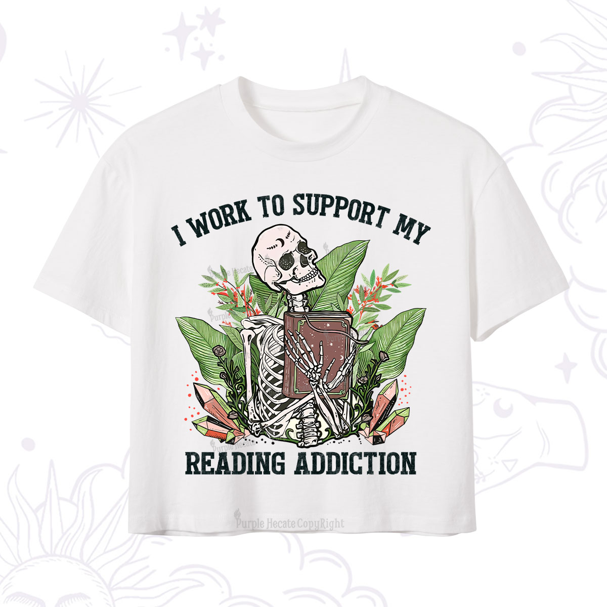 Purplehecate I Work Support My Reading Addiction Crop T-Shirt