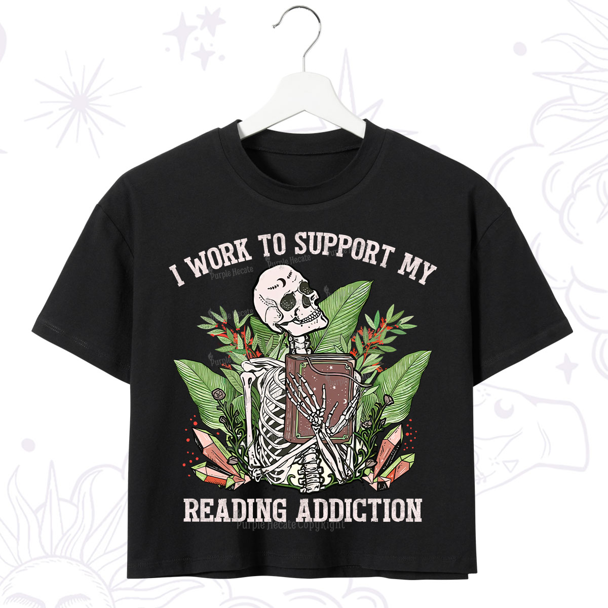 Purplehecate I Work Support My Reading Addiction Crop T-Shirt