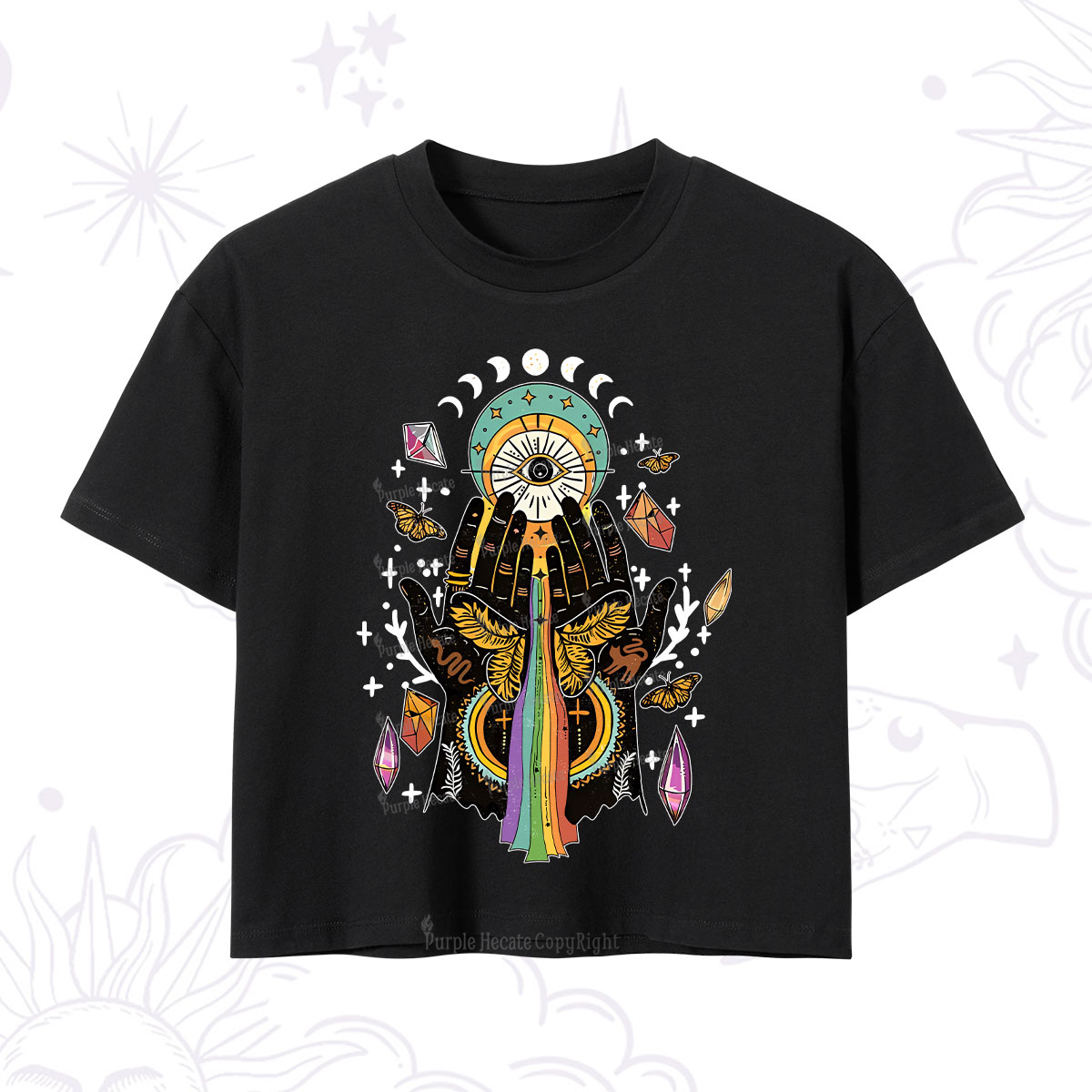 Purplehecate Mystical Witchy Hands Crop T-Shirt