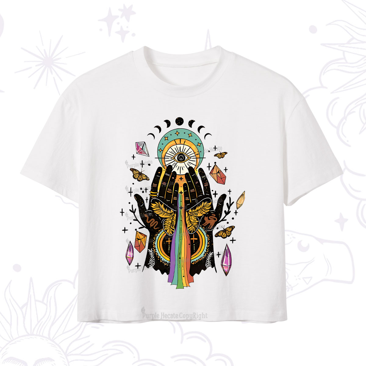 Purplehecate Mystical Witchy Hands Crop T-Shirt