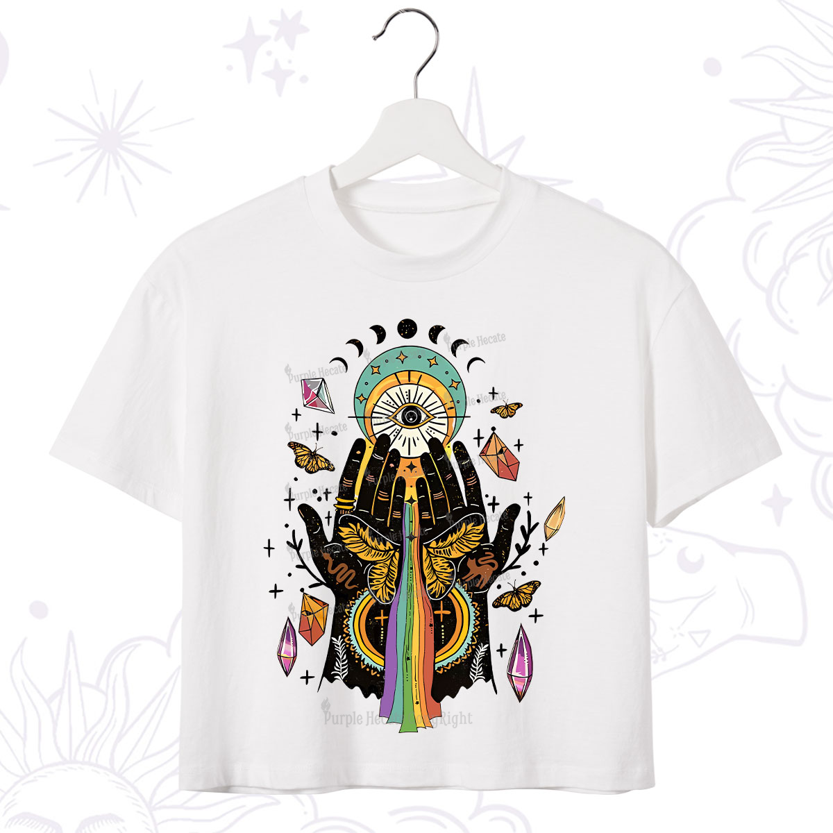 Purplehecate Mystical Witchy Hands Crop T-Shirt