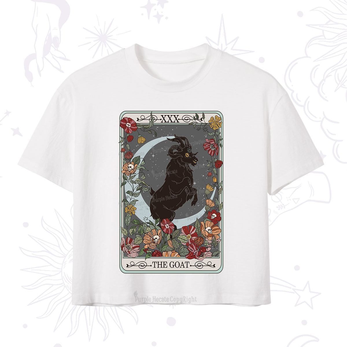 Purplehecate The Goat Tarot Card Crop T-Shirt