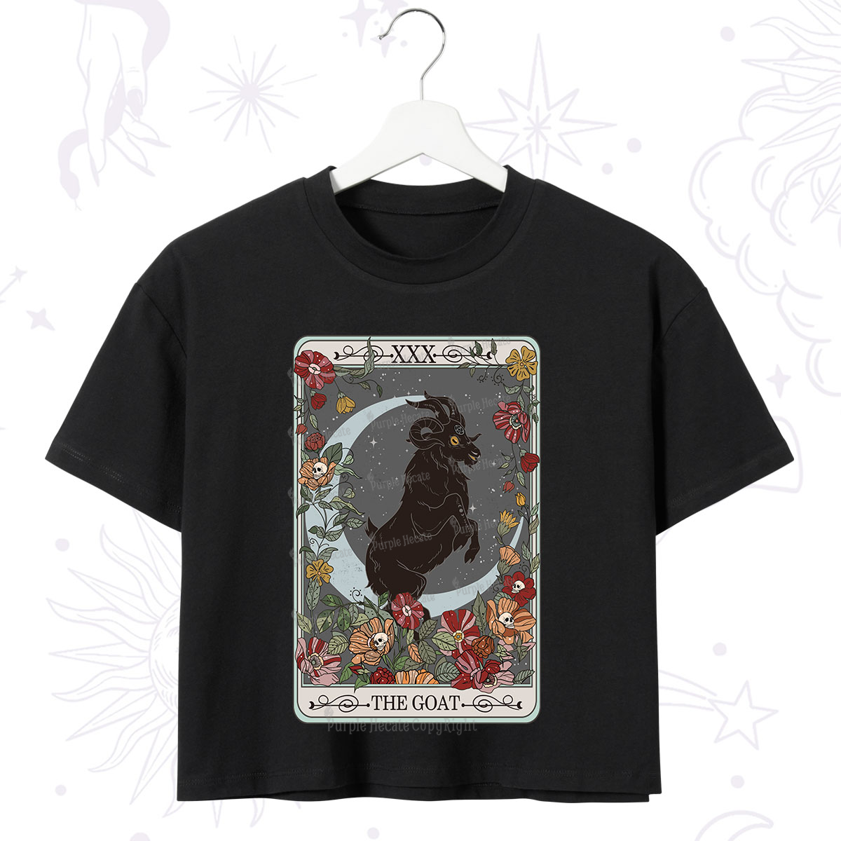 Purplehecate The Goat Tarot Card Crop T-Shirt