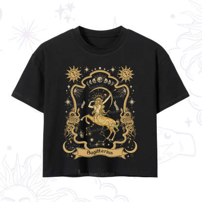 Purplehecate Sagittarius' Astral Mirage Zodiac Crop T-Shirt